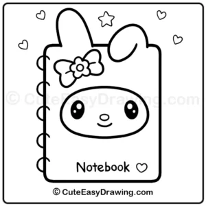 cute my melody notebook drawing - step 8