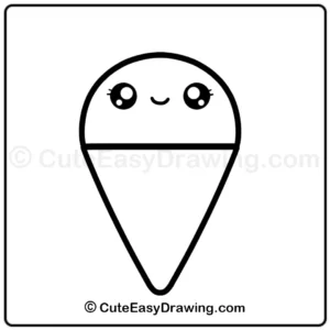 cute kitty cat ice cream cone drawing - step 4