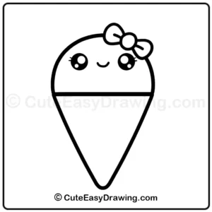 cute kitty cat ice cream cone drawing - step 6