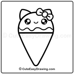 cute kitty cat ice cream cone drawing - step 7