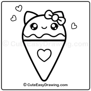 cute kitty cat ice cream cone drawing - step 8