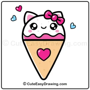 cute kitty cat ice cream cone drawing