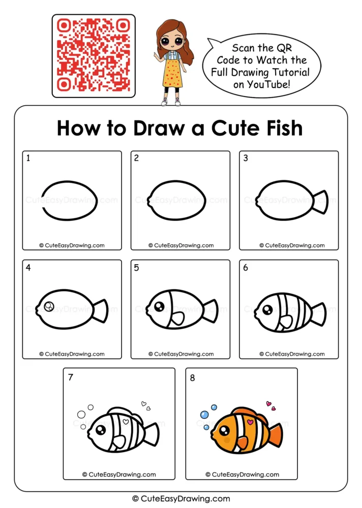 Draw a Cute Fish: 8 Easy Steps to Create an Adorable Cartoon Fish