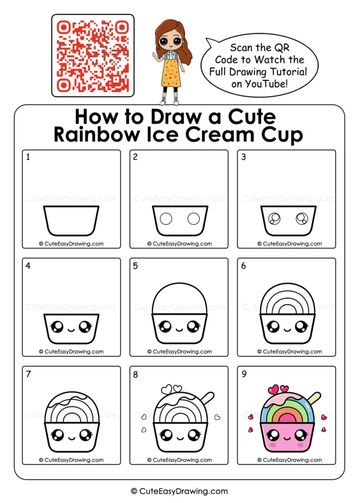 A Beginner's Guide to Draw a Cute Rainbow Ice Cream Cup in 9 Fun Steps 12 A Beginner's Guide to Draw a Cute Rainbow Ice Cream Cup in 9 Fun Steps