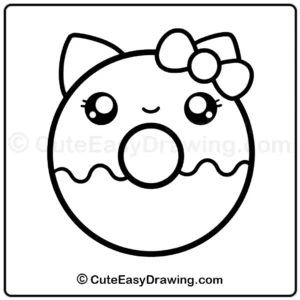 Draw a cute kitty cat donut - step 7