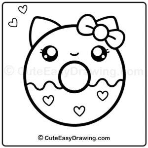 Draw a cute kitty cat donut - step 8