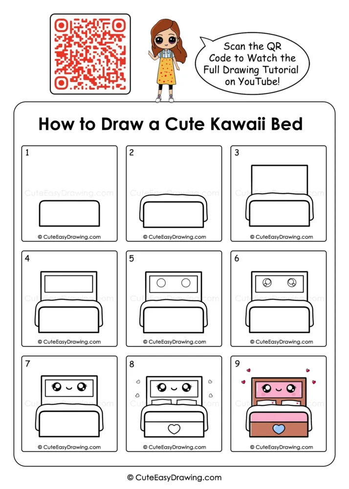 9 Simple Steps to Draw a Cute Kawaii Bed