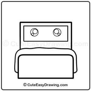 Draw a cute kawaii bed - step 6
