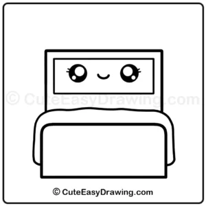 Draw a cute kawaii bed - step 7