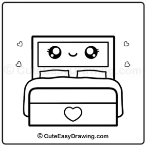 Draw a cute kawaii bed - step 8