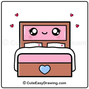 Draw a cute kawaii bed - step 9