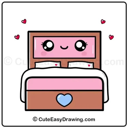 9 Simple Steps to Draw a Cute Kawaii Bed 1 Draw a cute kawaii bed