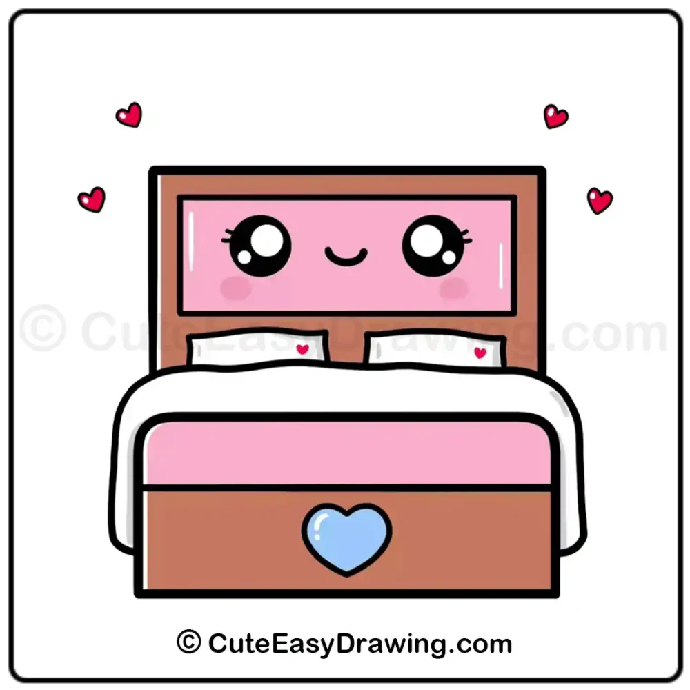 Draw a cute kawaii bed
