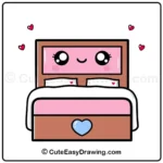 Draw a cute kawaii bed