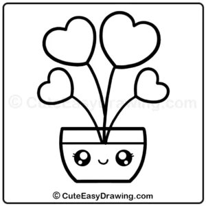 Learn to Draw a Cute Heart Flowers Family Plant: An Easy 9-Step Guide for Kids 9 how to draw a cute heart flowers family plant - step 7