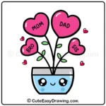 Draw a Cute Heart Flowers Family Plant