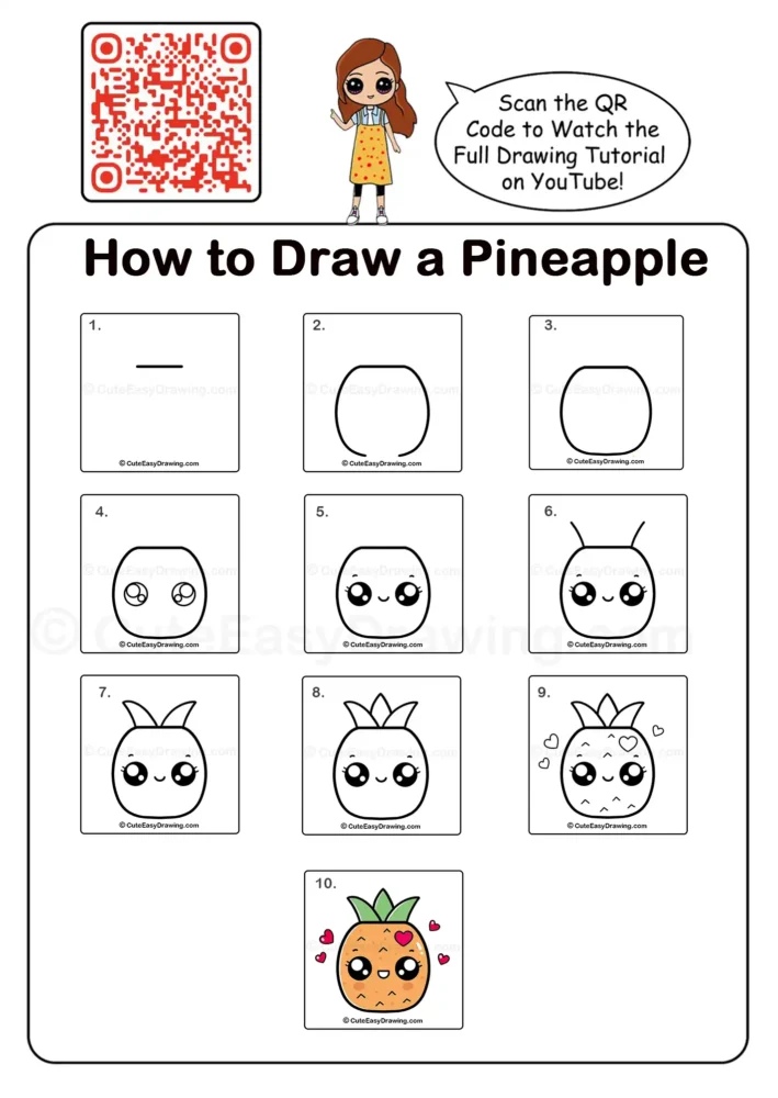 How to Draw a Pineapple in 10 easy steps
