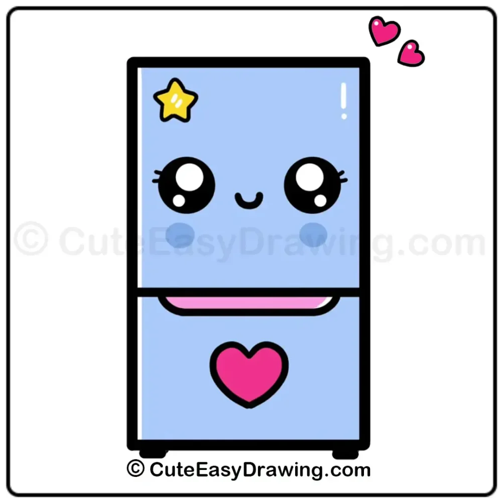 draw a cartoon refrigerator