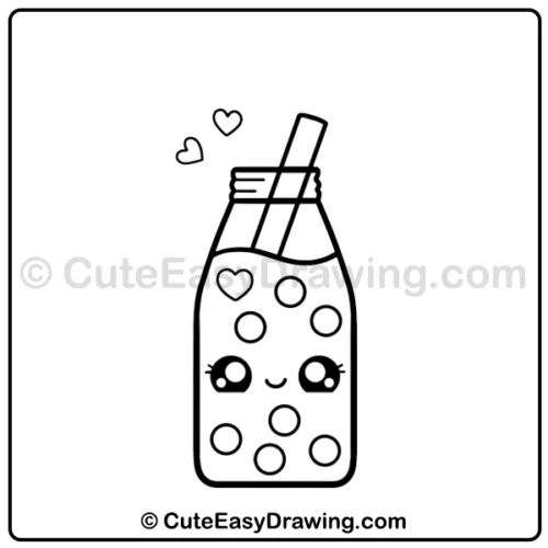 cute bubble tea drawing - step 7