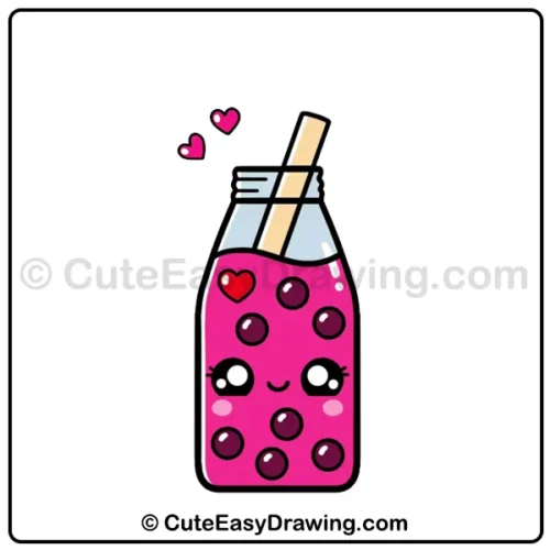 cute bubble tea drawing - step 8