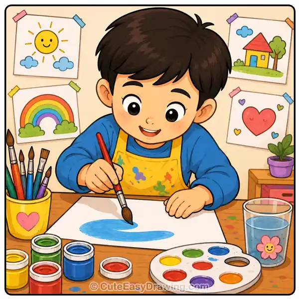Why Every Child Should Learn to Draw: Benefits for Growth and Creativity 2 child gripping a paintbrush for stronger hand movement