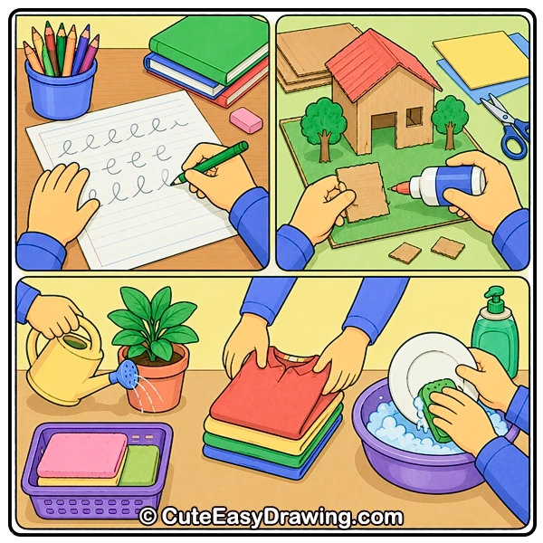 How Drawing Improves Fine Motor Skills and Hand-Eye Coordination 12 different artworks help with creative skills