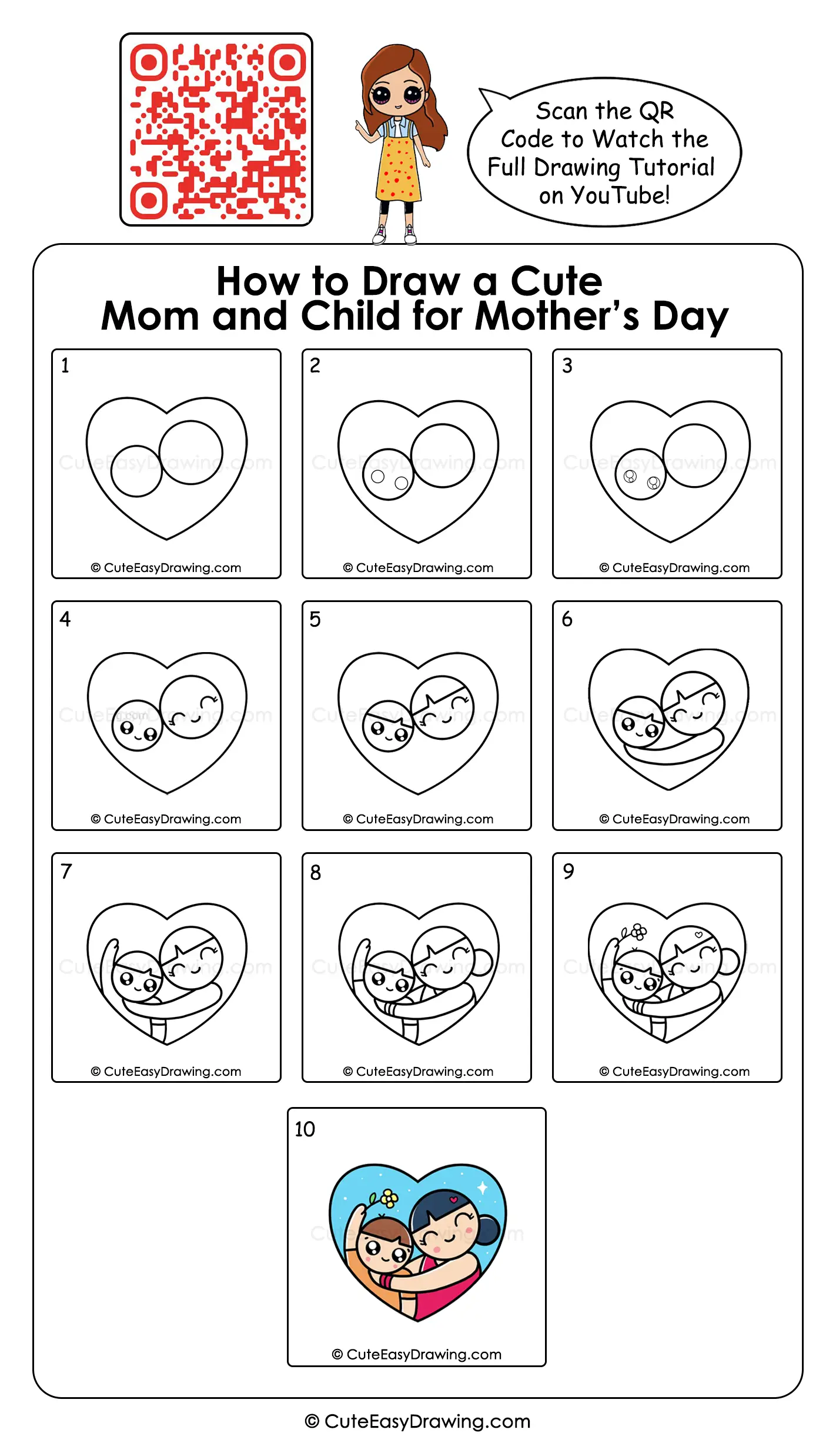 Draw Cute Mom and Child in 10 Beginner-Friendly Steps