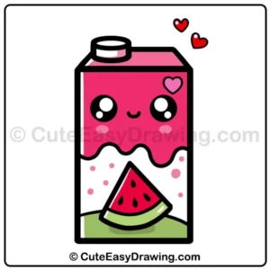 draw a cute watermelon juice box