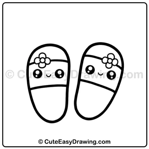 Draw Cute Slippers: A Sweet Kawaii Guide in 9 Easy Steps 9 draw cute slippers - step 7