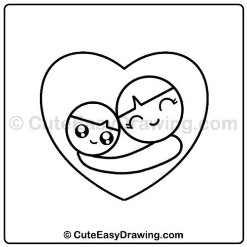 draw cute mom and child - step 6