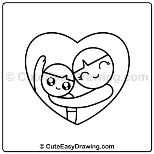 draw cute mom and child - step 7
