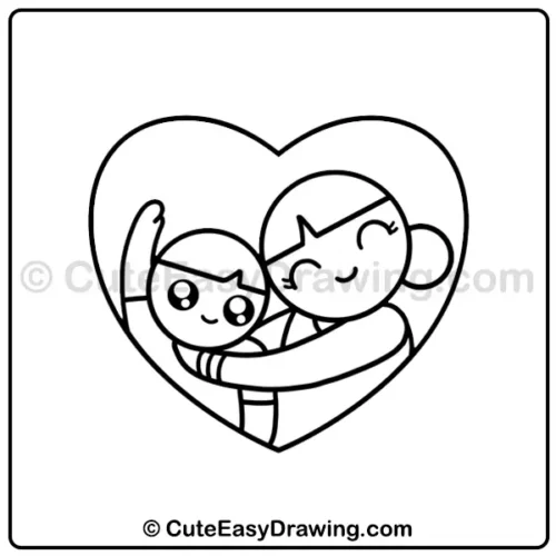 draw cute mom and child - step 8
