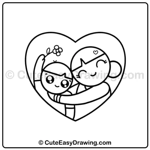 draw cute mom and child - step 9 