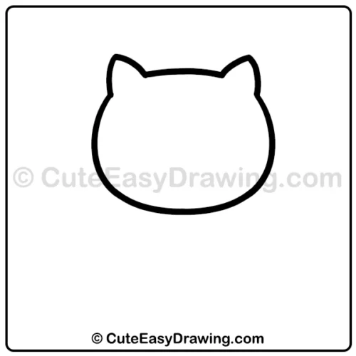 Draw a Cute Cat from Simple Shapes in 9 Steps 3 draw a cute cat - step 1