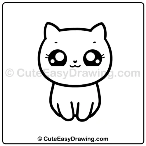 Draw a Cute Cat from Simple Shapes in 9 Steps 8 draw a cute cat - step 6