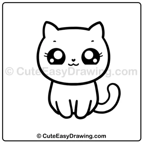 Draw a Cute Cat from Simple Shapes in 9 Steps 9 draw a cute cat - step 7