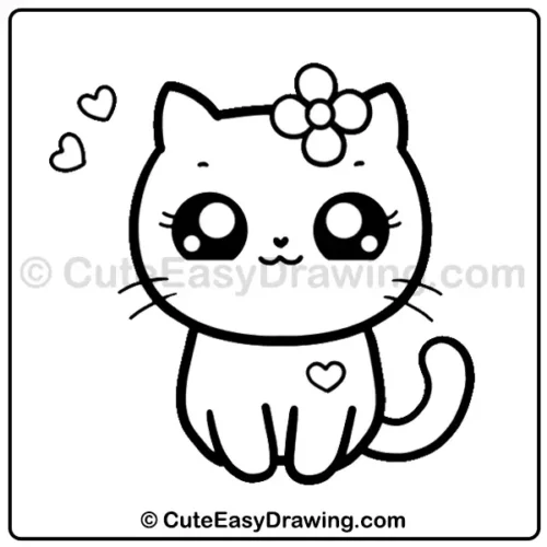 Draw a Cute Cat from Simple Shapes in 9 Steps 10 draw a cute cat - step 8