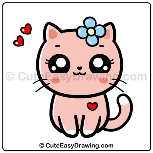 Draw a Cute Cat from Simple Shapes in 9 Steps 11 draw a cute cat - step 9