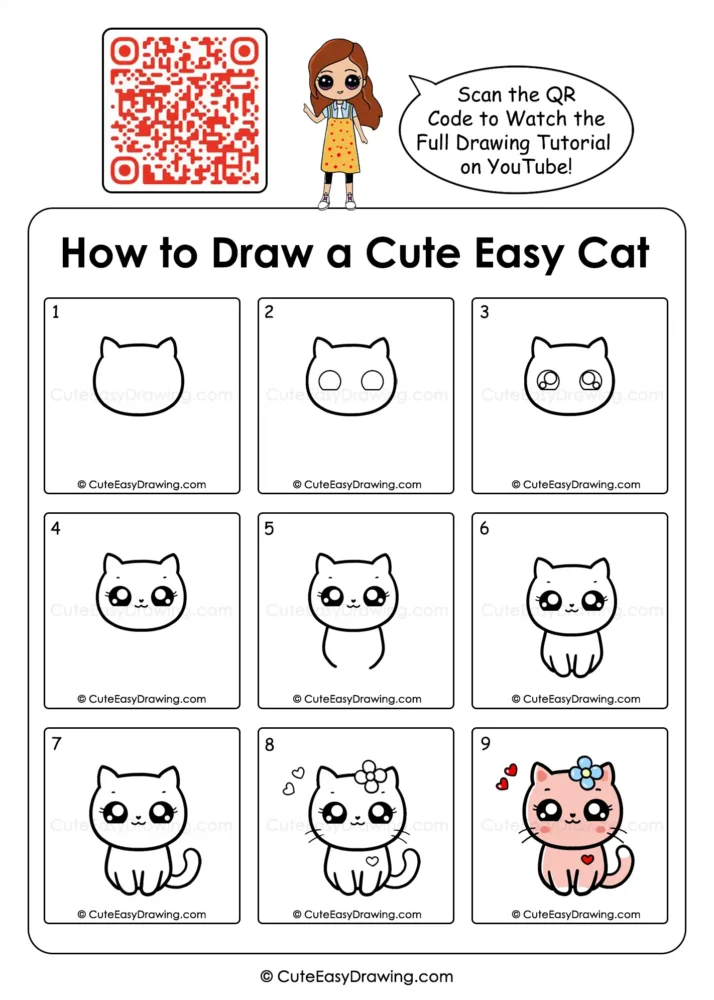 Draw a Cute Cat from Simple Shapes in 9 Steps 1 Draw a Cute Cat from Simple Shapes in 9 Steps