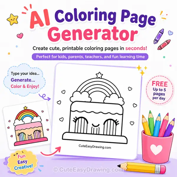 Cute Easy Drawings Colouring Pages 9 AI coloring page generator