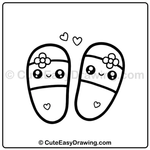 Draw Cute Slippers: A Sweet Kawaii Guide in 9 Easy Steps 10 draw cute slippers - step 8
