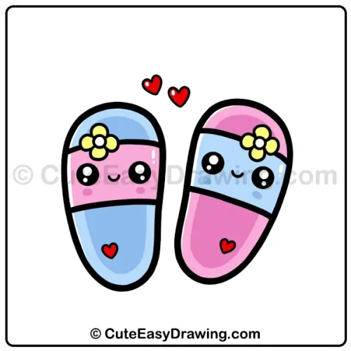 Draw Cute Slippers: A Sweet Kawaii Guide in 9 Easy Steps 11 draw cute slippers - step 8