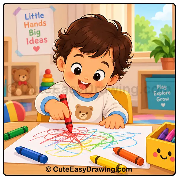 12-18 month toddler scribbling