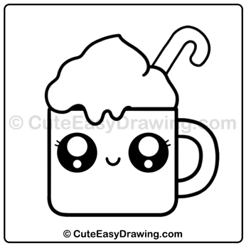 Christmas hot chocolate drink drawing - step 5