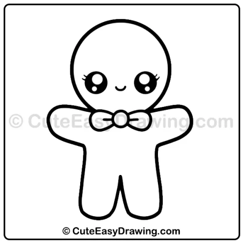 cute gingerbread man drawing - step 4