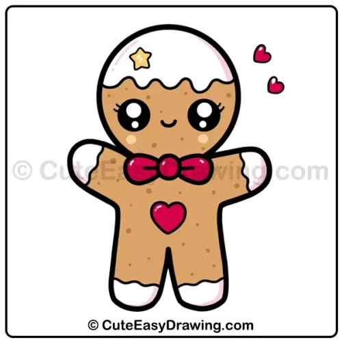 cute gingerbread man drawing - step 6