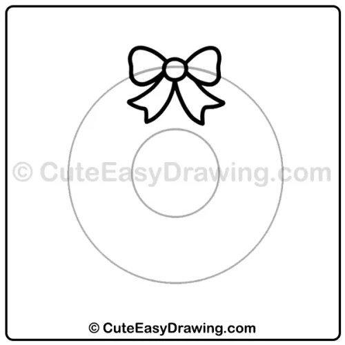 6 Jolly Steps to Draw a Cute Christmas Wreath Kids Will Love 4 cute Christmas wreath drawing - step 2