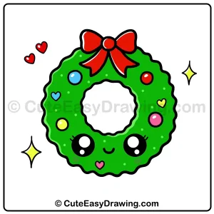 cute Christmas wreath drawing