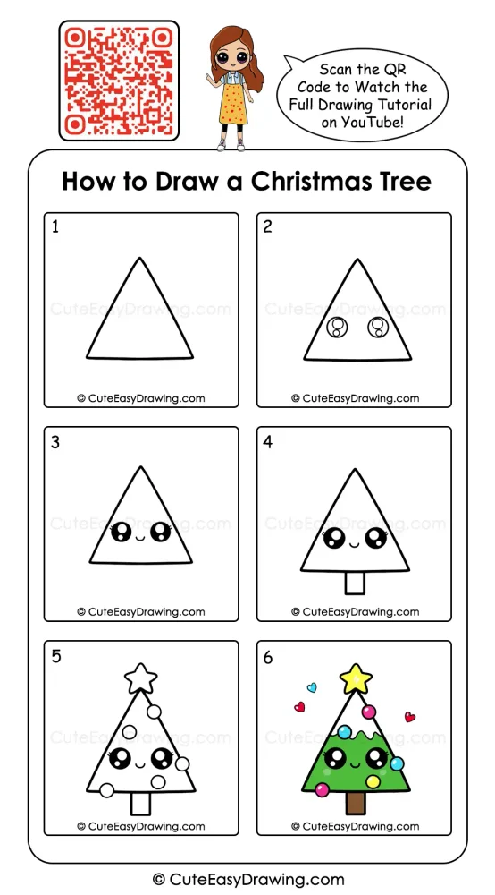 6 Cheerful Steps for a Christmas Tree Drawing for Kids