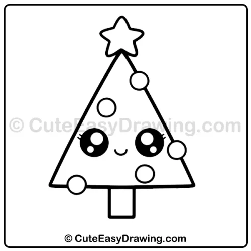 Christmas tree drawing for kids - step 5
